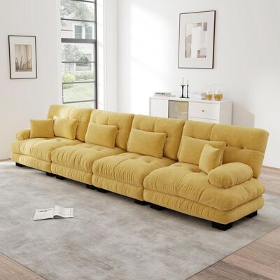 OEM Ce Canapé D'Angle Modulable Quatre Places Est Doté D'Une Assise Profonde, D'Un Revêtement En Chenille Et Se Transforme En Lit. Confortable Et Moelleux, Il Convient Aux Salons, Appartements, - Publicité OEM Ce Canapé D'Angle Modulable Quatre Places Est Doté D'Une Assise Profonde, D'Un Revêtement En Chenille Et Se Transforme En Lit. Confortable Et Moelleux, Il Convient Aux Salons, Appartements, - Publicité