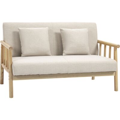 DEVOKO Canapé 2 Places Beige Tissu Effet Lin Compact Cadre Bois Charge 200kg Salon - Publicité DEVOKO Canapé 2 Places Beige Tissu Effet Lin Compact Cadre Bois Charge 200kg Salon - Publicité