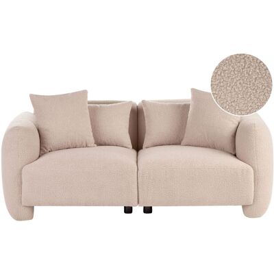 BELIANI Canapé Minimaliste En Bouclé Assise Profonde 3 Places Pieds Bas Beige Ekenes - Publicité BELIANI Canapé Minimaliste En Bouclé Assise Profonde 3 Places Pieds Bas Beige Ekenes - Publicité