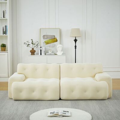 ACKERMAN Canapé Cloud, Grand Canapé 2 Places – Accoudoirs Larges Et Design Moderne Avec Boutons Capitonnés. Canapé Incurvé, Adapté Pour Salon Et Appartements. Pas De Montage Requis. Beige - Publicité ACKERMAN Canapé Cloud, Grand Canapé 2 Places – Accoudoirs Larges Et Design Moderne Avec Boutons Capitonnés. Canapé Incurvé, Adapté Pour Salon Et Appartements. Pas De Montage Requis. Beige - Publicité