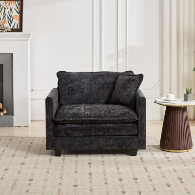 OEM Fauteuil Style Nuage (sans Repose-pieds), Canapé D'Angle Moderne Idéal Pour Les Salons, Les Chambres Et Les Appartements, Assise Confortable À Double Couche Rembourrée, Tissu Chenille Respirant, Noir, - Publicité OEM Fauteuil Style Nuage (sans Repose-pieds), Canapé D'Angle Moderne Idéal Pour Les Salons, Les Chambres Et Les Appartements, Assise Confortable À Double Couche Rembourrée, Tissu Chenille Respirant, Noir, - Publicité