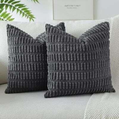 OEM 2 Housses De Coussin Velours Côtelé, 45 X 45 Cm, Gris Foncé, Décoration Intérieure Canapé Et Salon - Publicité OEM 2 Housses De Coussin Velours Côtelé, 45 X 45 Cm, Gris Foncé, Décoration Intérieure Canapé Et Salon - Publicité