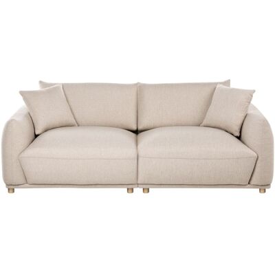 BELIANI Canapé Moderne 3 Places En Tissu Avec Coussins Décoratifs Et Pieds En Bois Beige Jubek - Publicité BELIANI Canapé Moderne 3 Places En Tissu Avec Coussins Décoratifs Et Pieds En Bois Beige Jubek - Publicité