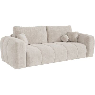 VENTE-UNIQUE Canapé 3 Places Convertible Express En Tissu Chenille Beige - Couchage 140 Cm - Matelas 13 Cm Mémoire De Forme Brivano - Publicité VENTE-UNIQUE Canapé 3 Places Convertible Express En Tissu Chenille Beige - Couchage 140 Cm - Matelas 13 Cm Mémoire De Forme Brivano - Publicité