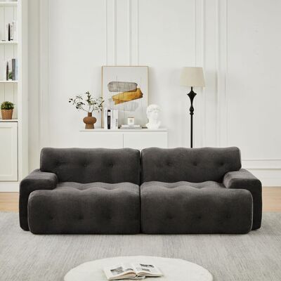 OEM Canapé Modulaire Grand Confort 2 Places Avec Accoudoirs Larges, Design Moderne À Boutons Et Forme Incurvée – Idéal Pour Salon Et Appartement, Livré Monté – Gris - Publicité OEM Canapé Modulaire Grand Confort 2 Places Avec Accoudoirs Larges, Design Moderne À Boutons Et Forme Incurvée – Idéal Pour Salon Et Appartement, Livré Monté – Gris - Publicité