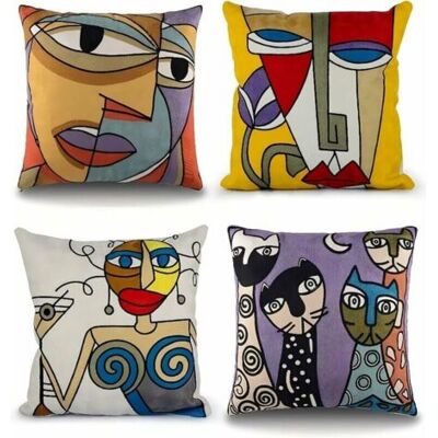 OEM Lot De 4 Housse De Coussin Picasso 45x45 Cm Coton Lin Brodé Housses Coussins Canapé Décoration Salon Scandinave Chambre Lit Fauteuil De Bureau Design Motif Visage Abstrait Vintage Colorée - Publicité OEM Lot De 4 Housse De Coussin Picasso 45x45 Cm Coton Lin Brodé Housses Coussins Canapé Décoration Salon Scandinave Chambre Lit Fauteuil De Bureau Design Motif Visage Abstrait Vintage Colorée - Publicité