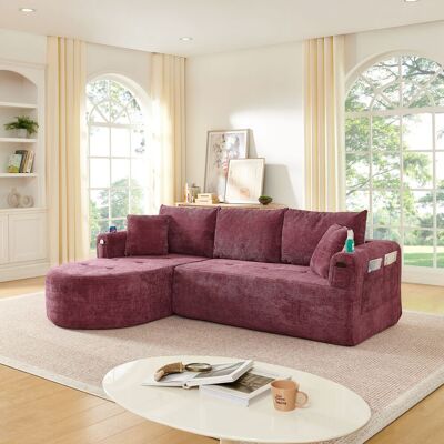ACKERMAN Canapé D'Angle En L Type Cloud Couch Sans Montage, Avec Porte-gobelet En Acier Inoxydable Résistant À La Chaleur, Revêtement En Lin Respirant Et Résistant À L'Usure, Incluant Poches Latérales Raffinée - Publicité ACKERMAN Canapé D'Angle En L Type Cloud Couch Sans Montage, Avec Porte-gobelet En Acier Inoxydable Résistant À La Chaleur, Revêtement En Lin Respirant Et Résistant À L'Usure, Incluant Poches Latérales Raffinée - Publicité