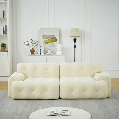 SANS MARQUE Canapé Cloud 2 Places – Tissu 3d Tricoté Beige –accoudoirs Larges Et Capitonnage –sans Montage –soutien Ergonomique –224x104x66 Cm - Publicité SANS MARQUE Canapé Cloud 2 Places – Tissu 3d Tricoté Beige –accoudoirs Larges Et Capitonnage –sans Montage –soutien Ergonomique –224x104x66 Cm - Publicité