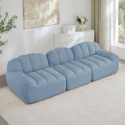 ACKERMAN Canapé Modulaire 3 Places, Design Sans Ossature En Mousse Haute Densité 32d, Assise Profonde, Idéal Pour Salon, Tissu Doux, Bleu - Publicité ACKERMAN Canapé Modulaire 3 Places, Design Sans Ossature En Mousse Haute Densité 32d, Assise Profonde, Idéal Pour Salon, Tissu Doux, Bleu - Publicité