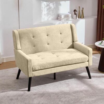 OEM Banc En Lin Haut De Gamme (2 Places) Avec Pieds Antidérapants En Bois Massif Et Coussin En Mousse Haute Densité – Fauteuil D'Appoint Capitonné Pour Salon, Chambre Et Bureau - Publicité OEM Banc En Lin Haut De Gamme (2 Places) Avec Pieds Antidérapants En Bois Massif Et Coussin En Mousse Haute Densité – Fauteuil D'Appoint Capitonné Pour Salon, Chambre Et Bureau - Publicité