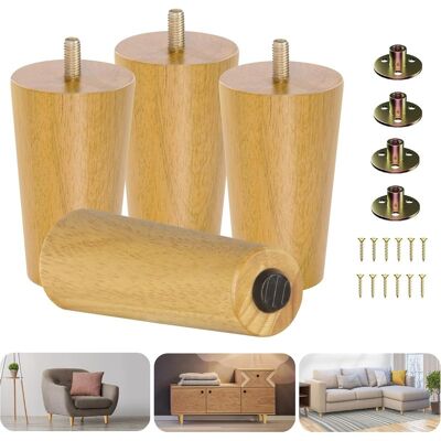 Vision Lot De 4 Pieds De Meubles Ronds En Bois Massif De 4 Pouces, Robustes, Avec Niveleur, Pieds De Remplacement Pour Meubles, Canapé, Commode, Pouf - Publicité Vision Lot De 4 Pieds De Meubles Ronds En Bois Massif De 4 Pouces, Robustes, Avec Niveleur, Pieds De Remplacement Pour Meubles, Canapé, Commode, Pouf - Publicité