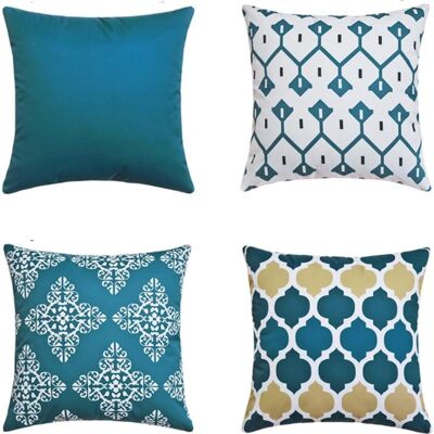 Vision Lot De 4 Housses De Coussin – Style Géométrique Moderne Et Minimaliste – Taies D'Oreiller Décoratives Carrées En Polyester – Décoration Pour Canapé, Voiture Et Maison – 45 X 45 Cm – Bleu - Publicité Vision Lot De 4 Housses De Coussin – Style Géométrique Moderne Et Minimaliste – Taies D'Oreiller Décoratives Carrées En Polyester – Décoration Pour Canapé, Voiture Et Maison – 45 X 45 Cm – Bleu - Publicité