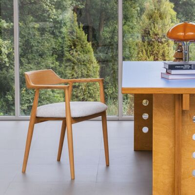 ACKERMAN Wooden Chair Eden Natural/white, Kennedy Chair, Timeless Design, Upholstered Seat - Publicité ACKERMAN Wooden Chair Eden Natural/white, Kennedy Chair, Timeless Design, Upholstered Seat - Publicité