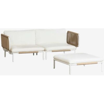 Canapé Modulaire De Jardin 2 Pièces Avec 2 Modules D'Angle Et Pouf En Acier Roubly Sklum Beige Amande - Publicité Canapé Modulaire De Jardin 2 Pièces Avec 2 Modules D'Angle Et Pouf En Acier Roubly Sklum Beige Amande - Publicité