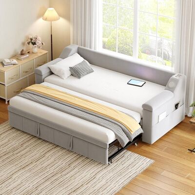 OEM , Canapé-lit Capitonné, 90/180x190cm, Accoudoirs Plus Larges Et Plus Épais, Avec Système Stéréo Bluetooth Intelligent Et Port De Chargement Usb, Compartiments De Rangement, Sommier À Lattes... Publicité OEM , Canapé-lit Capitonné, 90/180x190cm, Accoudoirs Plus Larges Et Plus Épais, Avec Système Stéréo Bluetooth Intelligent Et Port De Chargement Usb, Compartiments De Rangement, Sommier À Lattes... Publicité