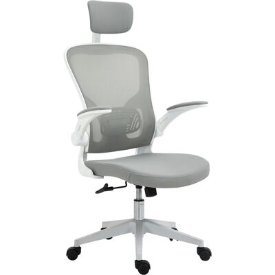 NO BRAND Fauteuil De Bureau Ergonomique Gris Avec Dossier Haut Et Appui-tête Réglable 65 X 64 X 114-122 Cm - Publicité NO BRAND Fauteuil De Bureau Ergonomique Gris Avec Dossier Haut Et Appui-tête Réglable 65 X 64 X 114-122 Cm - Publicité