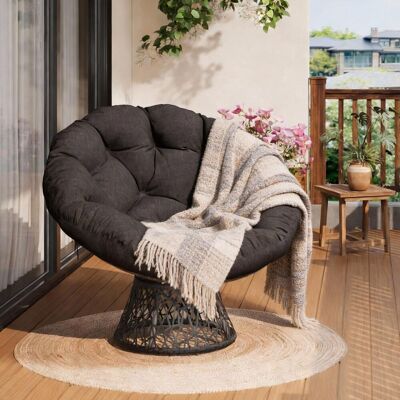POSTACK Fauteuil Papasan Ergonomique Rotin 94×80 Cm Coussin Extra Épais Pivotant 360° Cadre Acier Salon Chambre Lecture - Publicité POSTACK Fauteuil Papasan Ergonomique Rotin 94×80 Cm Coussin Extra Épais Pivotant 360° Cadre Acier Salon Chambre Lecture - Publicité