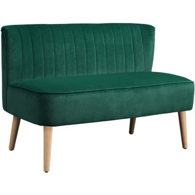 MRTRS Canapé 2 Places Style Rétro, Pieds En Bois, 117 Cm X 56,5 Cm X 77 Cm, Vert Foncé - Publicité MRTRS Canapé 2 Places Style Rétro, Pieds En Bois, 117 Cm X 56,5 Cm X 77 Cm, Vert Foncé - Publicité