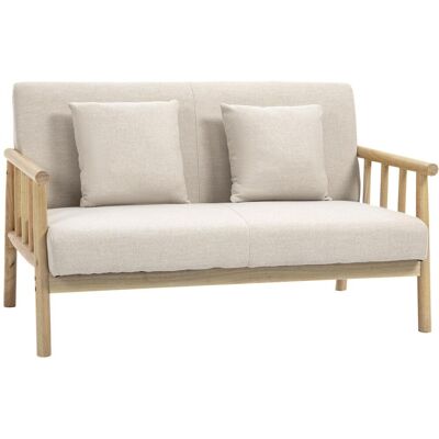 OEM Canapé 2 Places, Revêtement En Tissu Aspect Lin, Compact, Jusqu'à 200 Kg, Structure En Bois, 123 X 69 X 74 Cm, Beige - Publicité OEM Canapé 2 Places, Revêtement En Tissu Aspect Lin, Compact, Jusqu'à 200 Kg, Structure En Bois, 123 X 69 X 74 Cm, Beige - Publicité