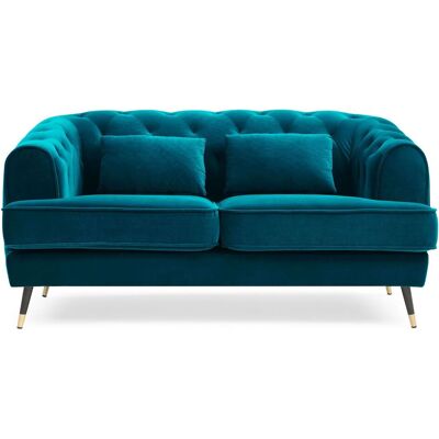 MENZZO Canapé Capitonné 2 Places Style Boudoir Glams Velours Bleu Canard - Publicité MENZZO Canapé Capitonné 2 Places Style Boudoir Glams Velours Bleu Canard - Publicité