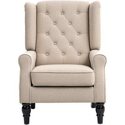 VOENCSU Fauteuil De Salon Capitonné Avec Assise Large, Pieds En Bois, Style Classique, Grand Confort, 74 X 87 X 102 Cm, Beige - Publicité VOENCSU Fauteuil De Salon Capitonné Avec Assise Large, Pieds En Bois, Style Classique, Grand Confort, 74 X 87 X 102 Cm, Beige - Publicité