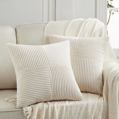 OEM Housses De Coussin Décoratives Carrées En Velours Côtelé Doux De Style Bohème Pour Salon, Canapé, Lit, Sofa, Décoration D'Intérieur Rustique, 45 X 45 Cm, Beige - Lot De 2 - Publicité OEM Housses De Coussin Décoratives Carrées En Velours Côtelé Doux De Style Bohème Pour Salon, Canapé, Lit, Sofa, Décoration D'Intérieur Rustique, 45 X 45 Cm, Beige - Lot De 2 - Publicité