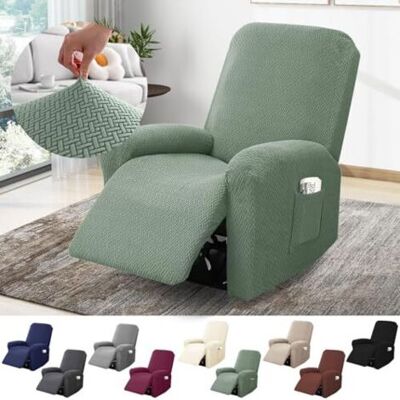 WEMAKMAK Housse De Fauteuil 1 Place, Housse Extensible Avec Poches, Protection Intégrale En Jacquard Rayé Pour Fauteuils Tv Et Relax (vert Clair, Ensemble De 4 Pièces) - Publicité WEMAKMAK Housse De Fauteuil 1 Place, Housse Extensible Avec Poches, Protection Intégrale En Jacquard Rayé Pour Fauteuils Tv Et Relax (vert Clair, Ensemble De 4 Pièces) - Publicité