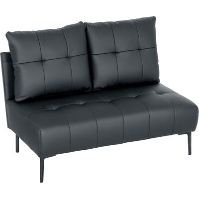 OEM Canapé 2 Places Simili Cuir Sans Accoudoirs Matelassé Avec Boutons, 115x73x83 Cm, Couleur Noire - Publicité OEM Canapé 2 Places Simili Cuir Sans Accoudoirs Matelassé Avec Boutons, 115x73x83 Cm, Couleur Noire - Publicité
