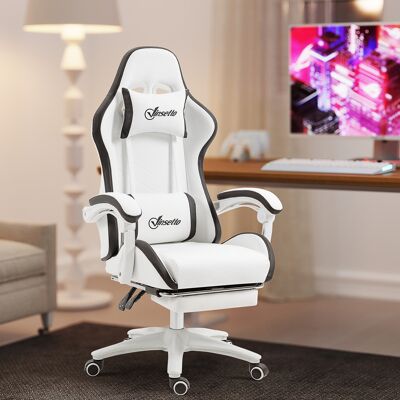 OEM Siège Gaming Fauteuil Gaming Dossier Inclinable 135° Avec Appui-tête Repose-pieds 65l X 65p X 121-129h Cm Blanc Et Noir - Publicité OEM Siège Gaming Fauteuil Gaming Dossier Inclinable 135° Avec Appui-tête Repose-pieds 65l X 65p X 121-129h Cm Blanc Et Noir - Publicité