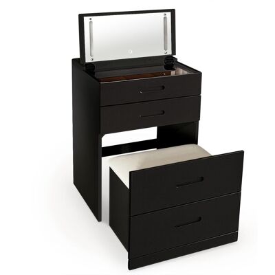 MENZZO Coiffeuse Compacte 60cm Avec Miroir Led, Tiroir Et Pouf Intégré Germina Xl Noir - Publicité MENZZO Coiffeuse Compacte 60cm Avec Miroir Led, Tiroir Et Pouf Intégré Germina Xl Noir - Publicité