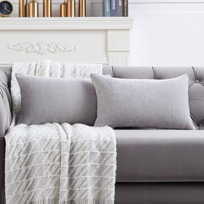HERUSI Housses De Coussin Lombaires Gris Clair 30 X 50 Cm (lot De 2), Style Rustique, Pour Canapé Ou Fauteuil. Publicité HERUSI Housses De Coussin Lombaires Gris Clair 30 X 50 Cm (lot De 2), Style Rustique, Pour Canapé Ou Fauteuil. Publicité