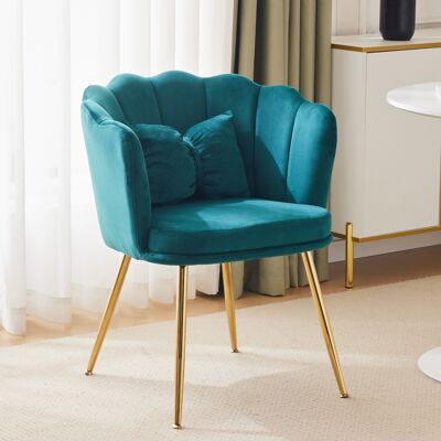 ACKERMAN Fauteuil De Salon Moderne En Velours, Fauteuil Baignoire, Confortable, Rembourré, Chaise Décorative Avec Dossier En Forme De Pétales Et Pieds En Métal Doré Et Coussin Papillon Pour Chambre/salle À Man - Publicité ACKERMAN Fauteuil De Salon Moderne En Velours, Fauteuil Baignoire, Confortable, Rembourré, Chaise Décorative Avec Dossier En Forme De Pétales Et Pieds En Métal Doré Et Coussin Papillon Pour Chambre/salle À Man - Publicité