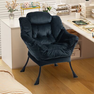ACKERMAN Lazy Chair, Relaxing Chair With Metal Frame And A Side Pocket, Simple Style Comfy Chairs For Bedrooms Living Room Balcony - Publicité ACKERMAN Lazy Chair, Relaxing Chair With Metal Frame And A Side Pocket, Simple Style Comfy Chairs For Bedrooms Living Room Balcony - Publicité