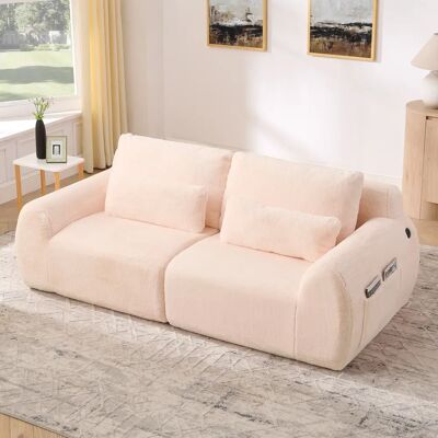 SANS MARQUE Canapé Droit 2 Places Rose –fausse Fourrure Lapin Douce –usb Intégré Poche Magazine–haute Résilience–208×101×81cm - Publicité SANS MARQUE Canapé Droit 2 Places Rose –fausse Fourrure Lapin Douce –usb Intégré Poche Magazine–haute Résilience–208×101×81cm - Publicité