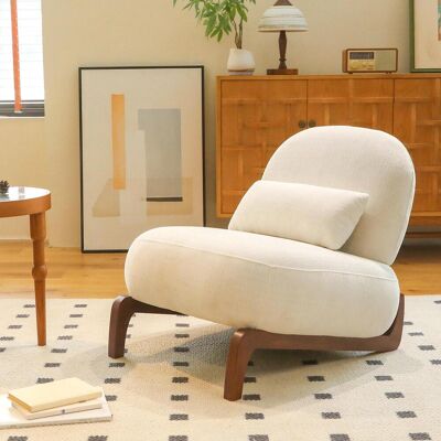 OEM Joli Fauteuil D'Appoint Avec Pieds En Bois Massif, Fauteuil De Salon En Velours Avec Coussin Moelleux, Fauteuil Confortable Pour La Chambre, Fauteuil De Lecture Confortable Sans Accoudoirs Pour Appart - Publicité OEM Joli Fauteuil D'Appoint Avec Pieds En Bois Massif, Fauteuil De Salon En Velours Avec Coussin Moelleux, Fauteuil Confortable Pour La Chambre, Fauteuil De Lecture Confortable Sans Accoudoirs Pour Appart - Publicité