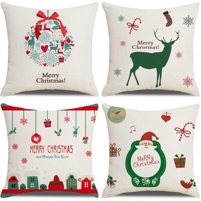 Melissa Housse De Coussin Noël, Lot De 4 Wapiti Noël Coton Et Lin Décoratif Taie D'Oreiller 45 X 45 Cm - Publicité Melissa Housse De Coussin Noël, Lot De 4 Wapiti Noël Coton Et Lin Décoratif Taie D'Oreiller 45 X 45 Cm - Publicité