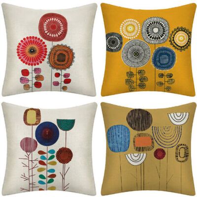 Bunthaus Lot De 4 Housses De Coussin En Lin, Motif Peinture Florale, 45x45 Cm, Pour Canapé, Chambre, Salon, Extérieur. Publicité Bunthaus Lot De 4 Housses De Coussin En Lin, Motif Peinture Florale, 45x45 Cm, Pour Canapé, Chambre, Salon, Extérieur. Publicité