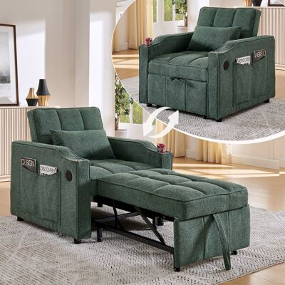 KELLANY Fauteuil Convertible 3 En 1 Avec Port Usb/type-c, Canapé-lit (190 Cm) Avec Porte-gobelet En Inox, Fonction Lit Et Dossier Inclinable 3 Positions, Poches Latérales. Idéal Pour Les Petits Espaces Et Les - Publicité KELLANY Fauteuil Convertible 3 En 1 Avec Port Usb/type-c, Canapé-lit (190 Cm) Avec Porte-gobelet En Inox, Fonction Lit Et Dossier Inclinable 3 Positions, Poches Latérales. Idéal Pour Les Petits Espaces Et Les - Publicité
