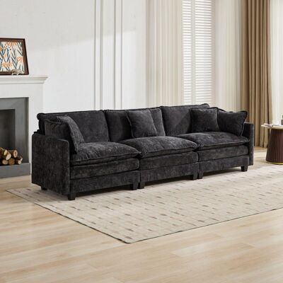 OEM Canapé Cloud 3 Places (hors Repose-pieds), Canapé D'Angle Moderne Idéal Pour Les Salons, Les Chambres Et Les Appartements, Assises Confortables En Tissu Chenille Respirant Double Couche, Noir, - Publicité OEM Canapé Cloud 3 Places (hors Repose-pieds), Canapé D'Angle Moderne Idéal Pour Les Salons, Les Chambres Et Les Appartements, Assises Confortables En Tissu Chenille Respirant Double Couche, Noir, - Publicité