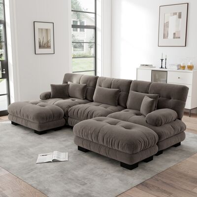ARRIGONI Luxueux Canapé D'Angle Modulaire - Grand Canapé Nuage En U Pour Salon, Canapé-lit Convertible À Assise Profonde Avec Ottomane, Chenille Marron - Publicité ARRIGONI Luxueux Canapé D'Angle Modulaire - Grand Canapé Nuage En U Pour Salon, Canapé-lit Convertible À Assise Profonde Avec Ottomane, Chenille Marron - Publicité