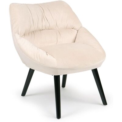 MENZZO Fauteuil Moderne Et Confortable Patrick Velours Beige - Publicité MENZZO Fauteuil Moderne Et Confortable Patrick Velours Beige - Publicité