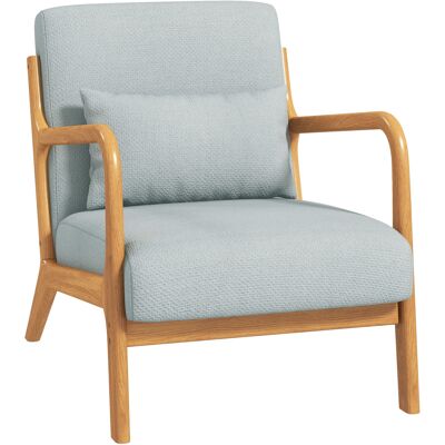 OEM Fauteuil De Salon Avec Cadre En Bois Massif Fauteuil Lounge - Assise Profonde - Accoudoirs - Lin Synthétique Gris Clair - Publicité OEM Fauteuil De Salon Avec Cadre En Bois Massif Fauteuil Lounge - Assise Profonde - Accoudoirs - Lin Synthétique Gris Clair - Publicité