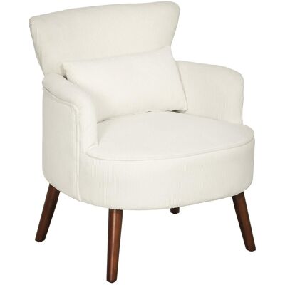 OEM Fauteuil Avec Dossier, Accoudoirs Arrondis, Revêtement En Velours Côtelé, Pieds En Bois, Pour Chambre Ou Salon, Jusqu'à 120 Kg, Blanc Crème - Publicité OEM Fauteuil Avec Dossier, Accoudoirs Arrondis, Revêtement En Velours Côtelé, Pieds En Bois, Pour Chambre Ou Salon, Jusqu'à 120 Kg, Blanc Crème - Publicité