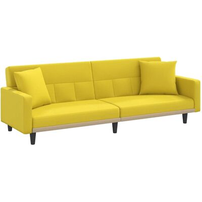 DESIGN IN Canapé Sofa-lit Avec Coussins Jaune Clair Tissu - Publicité DESIGN IN Canapé Sofa-lit Avec Coussins Jaune Clair Tissu - Publicité