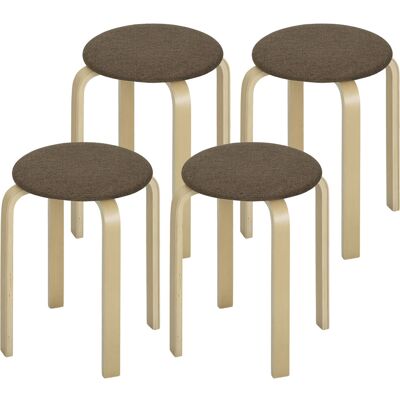 OEM Tabourets Rembourrés, Lot De 4, Empilables, Surface Laquée, Pieds En Bois, Marron - Publicité OEM Tabourets Rembourrés, Lot De 4, Empilables, Surface Laquée, Pieds En Bois, Marron - Publicité