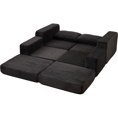 ALMASTORE Canapé-lit 2-en-1 En Velours Côtelé, Avec Deux Coussins, Accoudoirs Carrés Classiques, Repose-pieds Amovible, Canapé Modulable À Configuration Flexible - Publicité ALMASTORE Canapé-lit 2-en-1 En Velours Côtelé, Avec Deux Coussins, Accoudoirs Carrés Classiques, Repose-pieds Amovible, Canapé Modulable À Configuration Flexible - Publicité