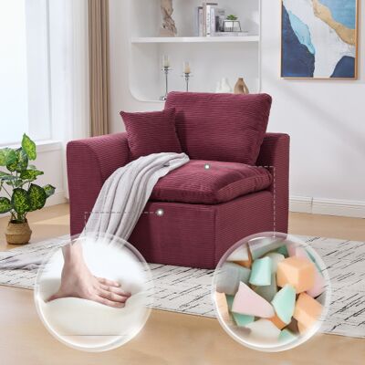 NIKYPJ Fauteuil 1 Place Salon Moderne En Velours Côtelé Avec Coussin, Fauteuil Scandinave Confortable Bordeaux, 101 X 102,5 X 84 Cm - Publicité NIKYPJ Fauteuil 1 Place Salon Moderne En Velours Côtelé Avec Coussin, Fauteuil Scandinave Confortable Bordeaux, 101 X 102,5 X 84 Cm - Publicité