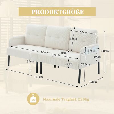ALLAUVE Canapé Trois Places Rembourré Moelleux À Dossier Surélevé, Avec Accoudoirs Et Poches Latérales. Piètement Métallique Robuste. Idéal Pour Salon, Chambre Ou Bureau. Publicité ALLAUVE Canapé Trois Places Rembourré Moelleux À Dossier Surélevé, Avec Accoudoirs Et Poches Latérales. Piètement Métallique Robuste. Idéal Pour Salon, Chambre Ou Bureau. Publicité