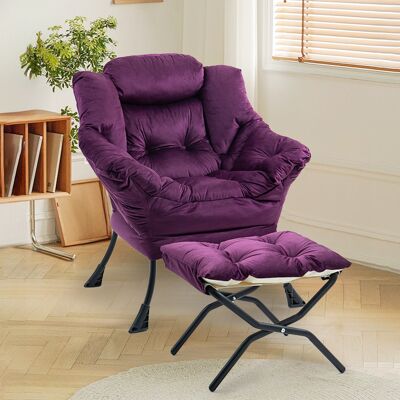 ACKERMAN Lazy Chair, Comfy Chairs With Foldable Footstool And A Side Pocket, Simple Style Small Chairs For Bedroom Living Room Balcony - Publicité ACKERMAN Lazy Chair, Comfy Chairs With Foldable Footstool And A Side Pocket, Simple Style Small Chairs For Bedroom Living Room Balcony - Publicité