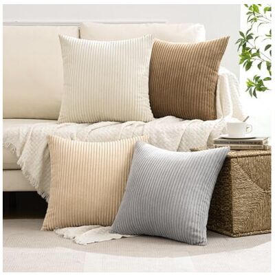 OEM Housses De Coussin Décoratives Style Bohème Champêtre, 45 X 45 Cm, Ensemble De 4 Pièces, Housses De Coussin En Velours Côtelé De Style Campagnard Aux Couleurs Neutres, Décoration De Style Scandinave, - Publicité OEM Housses De Coussin Décoratives Style Bohème Champêtre, 45 X 45 Cm, Ensemble De 4 Pièces, Housses De Coussin En Velours Côtelé De Style Campagnard Aux Couleurs Neutres, Décoration De Style Scandinave, - Publicité